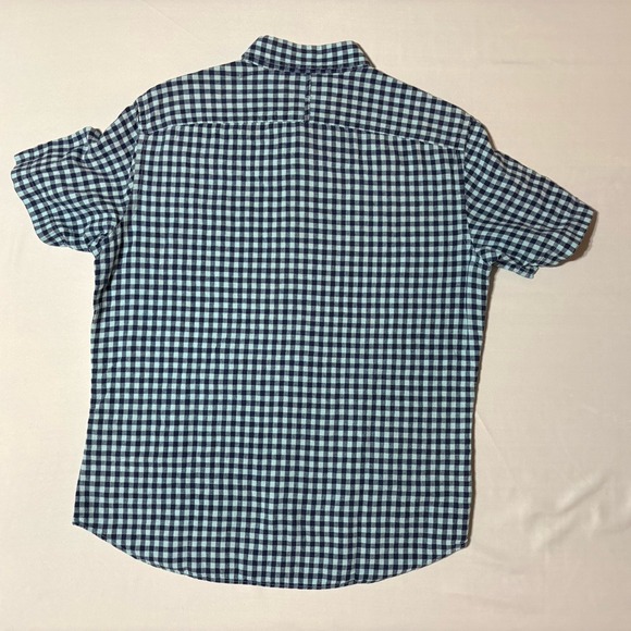 Banana Republic Button Down Short Sleeve Blue Shirt Medium - Picture 7 of 9